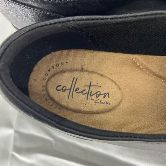 Clarks Women's Channing Essa Black Leather Clogs Size 10 Casual Shoes - Picture 8 of 10